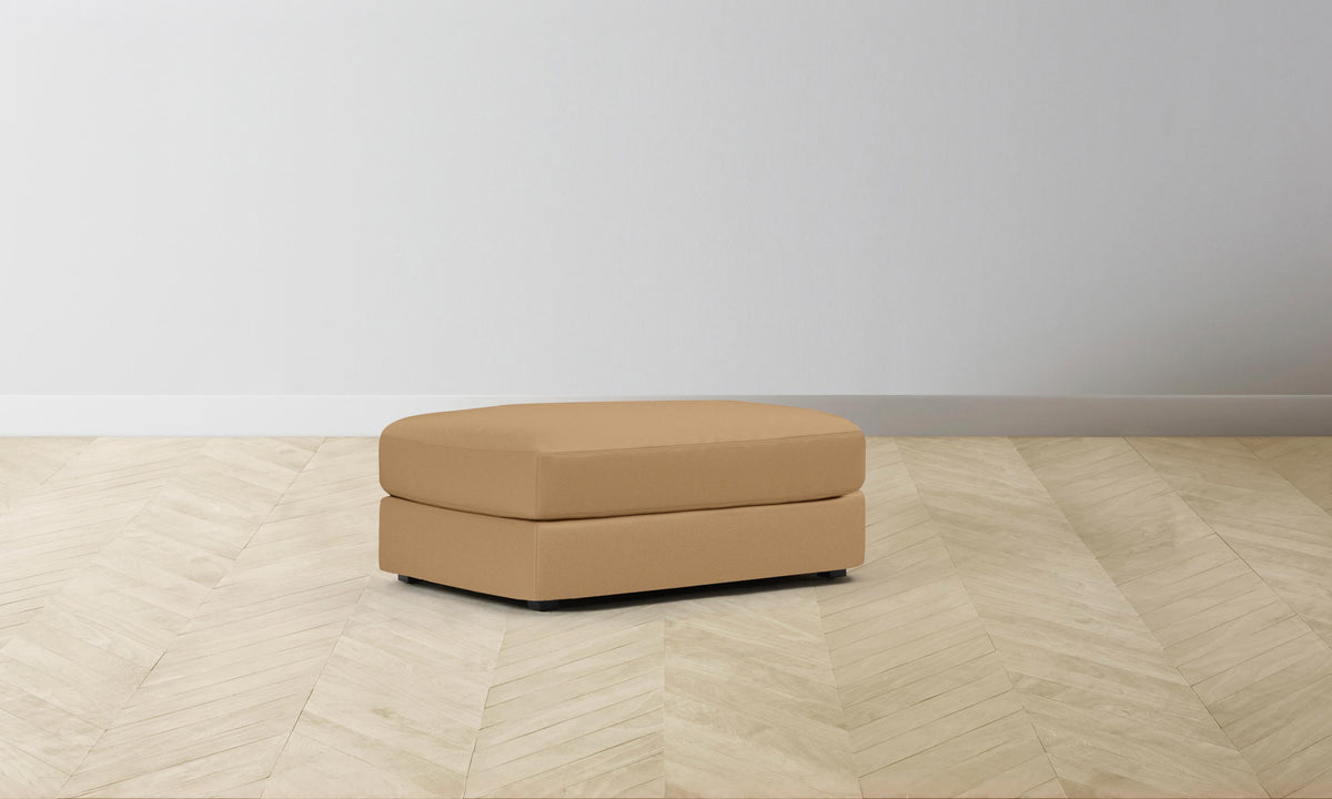 The Varick Ottoman - Pebbled Leather Latte