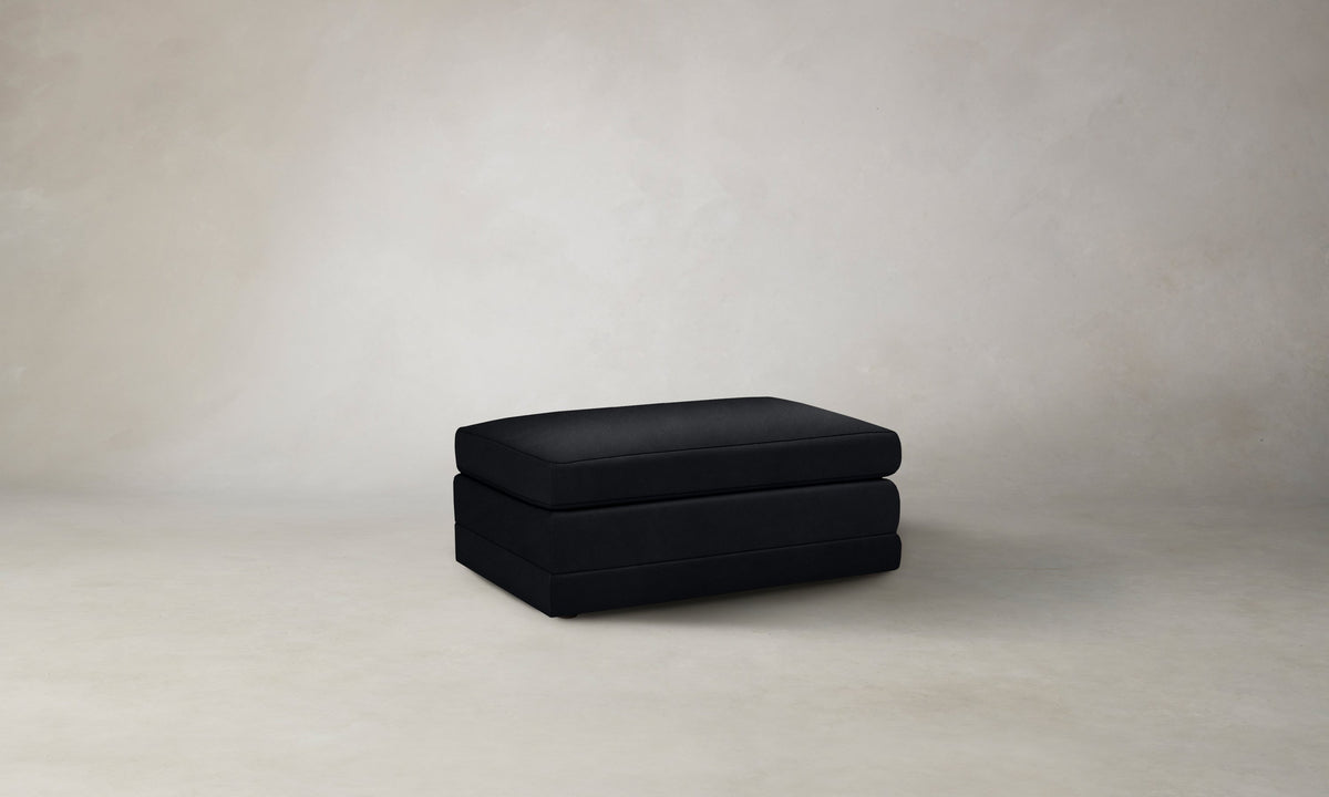 The Warren Ottoman - Costa Leather Jet
