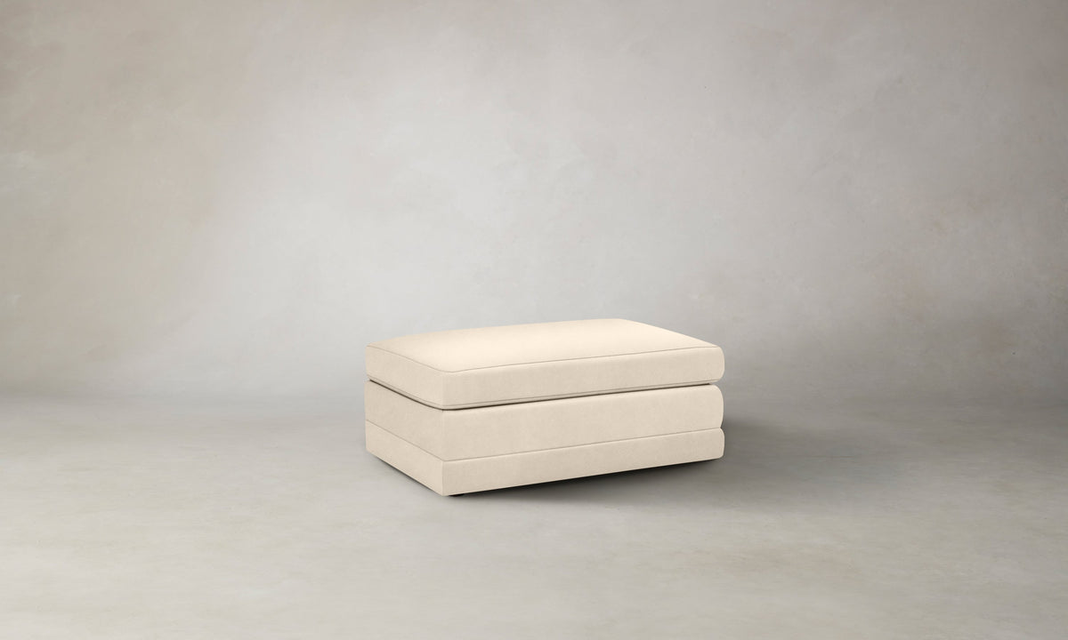 The Warren Ottoman - Costa Leather Sesame