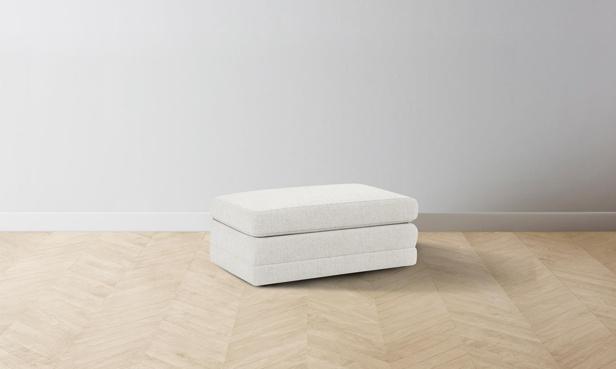 The Warren Ottoman - Heritage Belgian Linen Egret