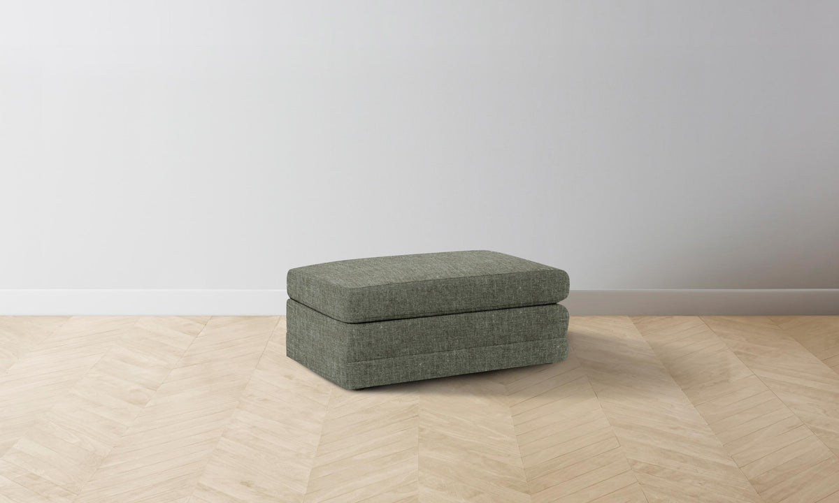 The Warren Ottoman - Heritage Belgian Linen Thyme