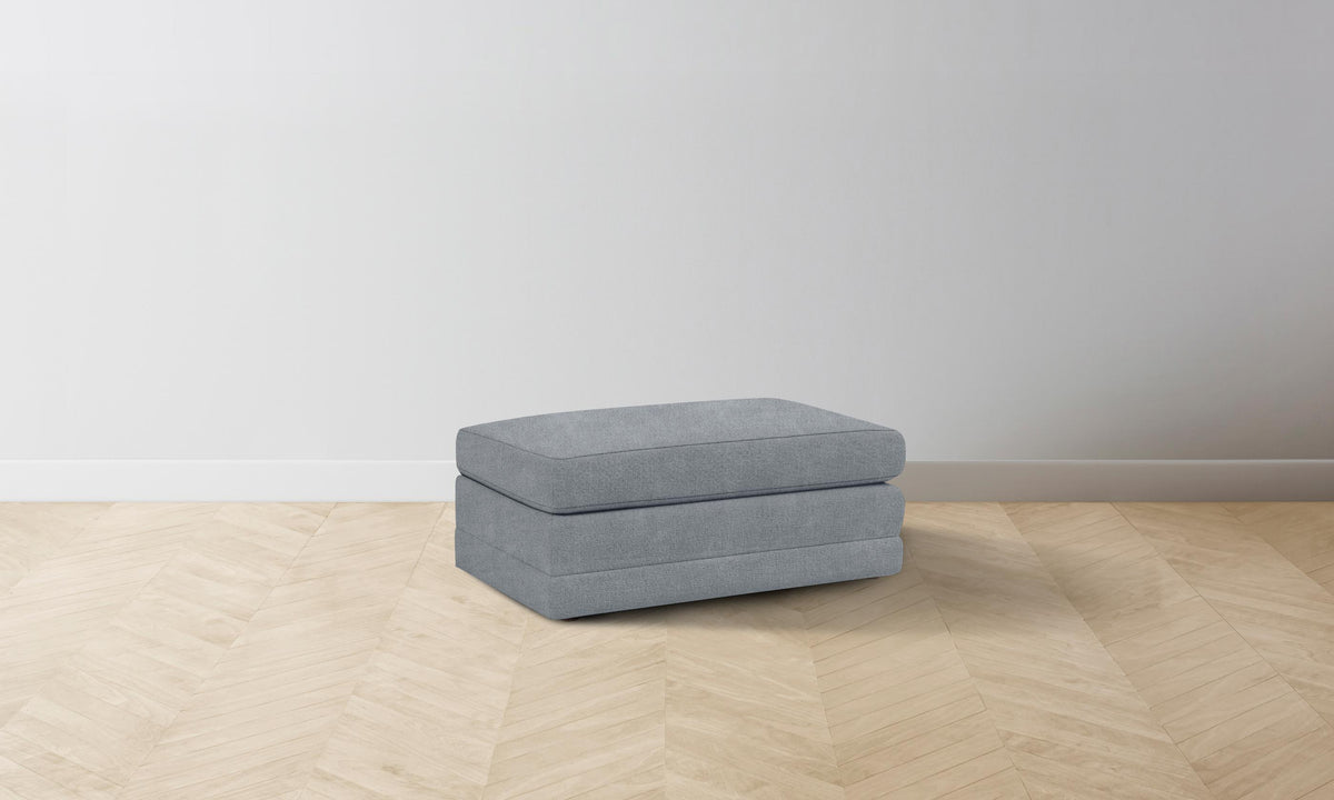The Warren Ottoman - Performance Mélange Weave Aegean