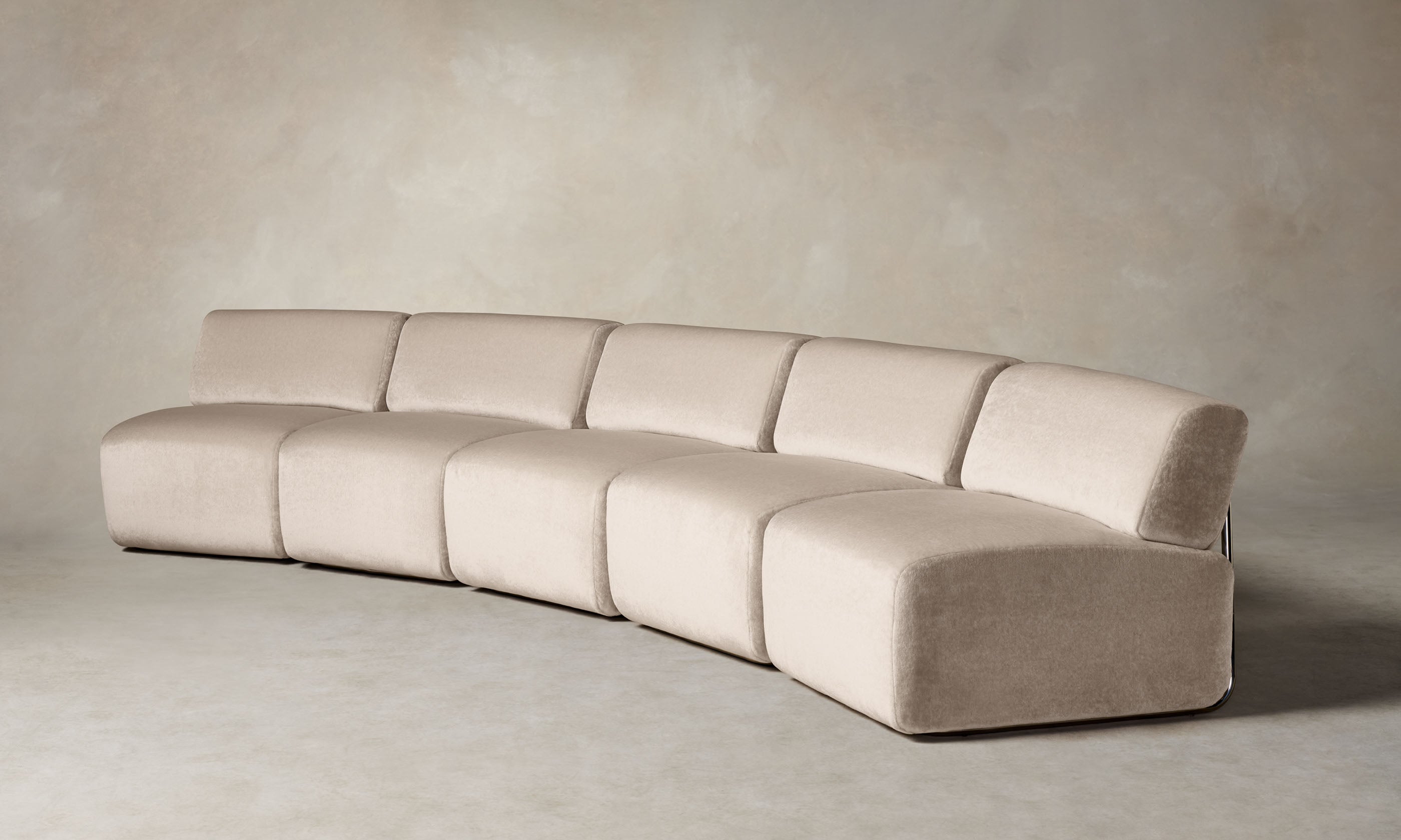 The Miles Modular Sectional - Deep Pile Mohair Limestone – Maiden Home