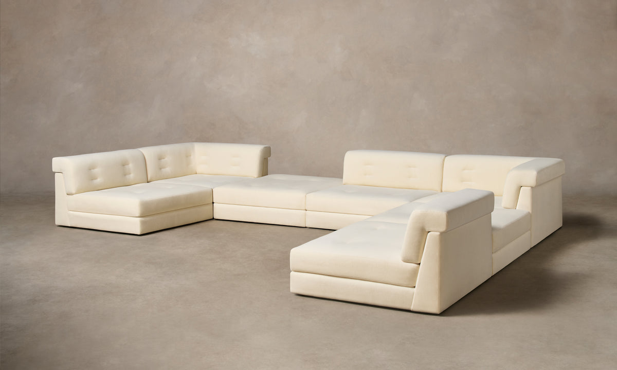 The Forma Modular Sectional - Marled Alpaca Velvet Porcelain
