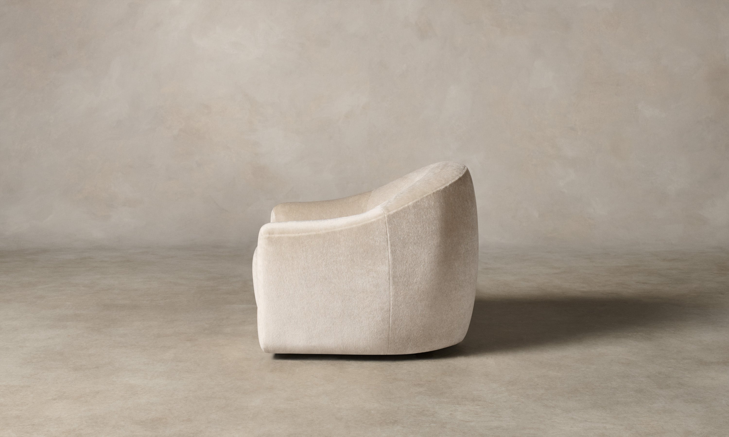The Oliver Swivel Chair - Deep Pile Mohair Limestone – Maiden Home