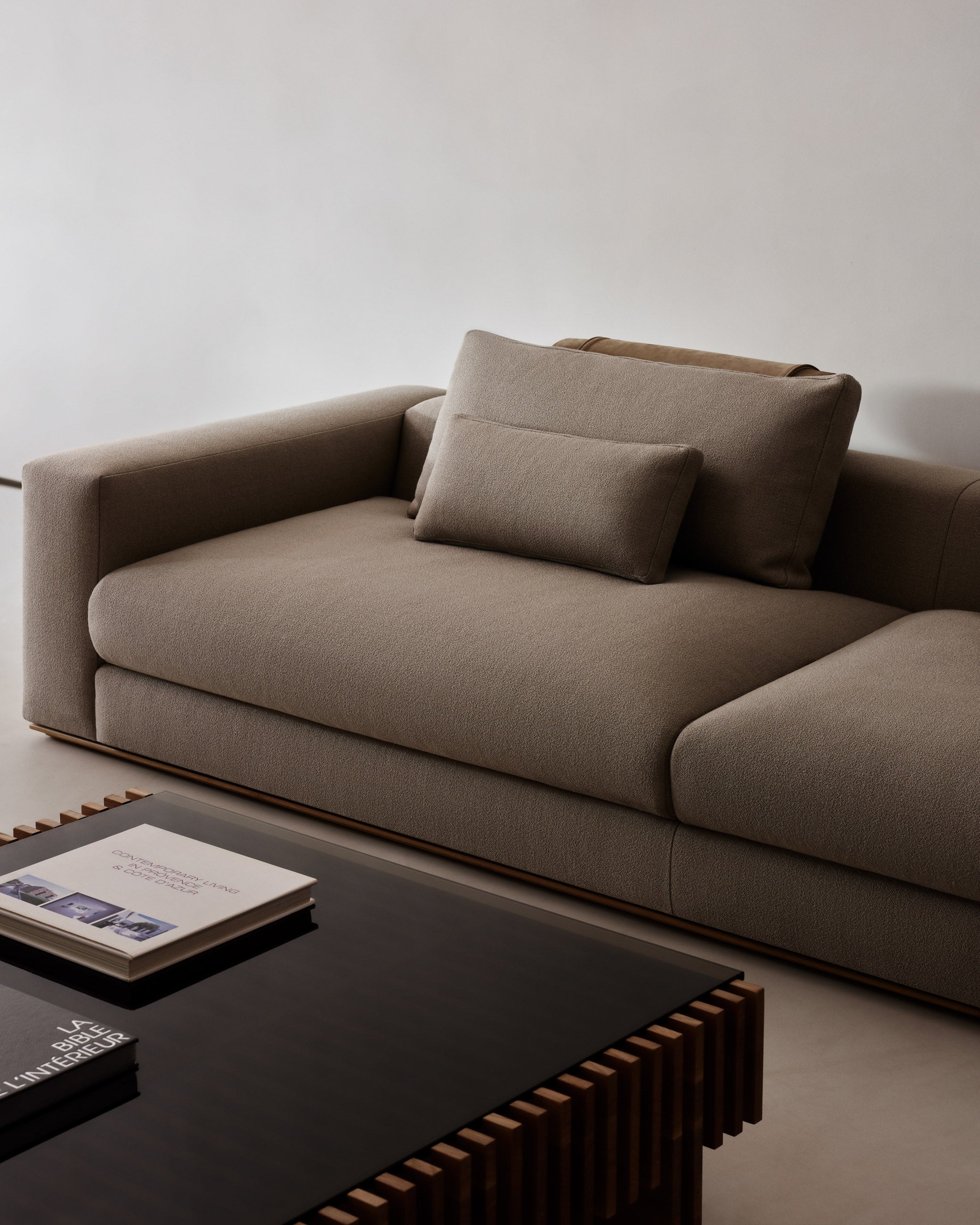 The Nicola Sofa in Mixed Materials - Heritage Belgian Linen Husk