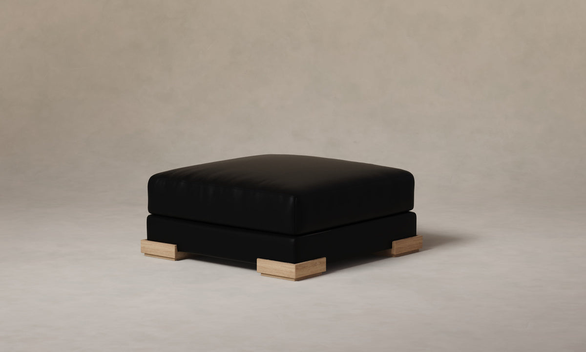 The Blair Ottoman - Costa Leather Jet