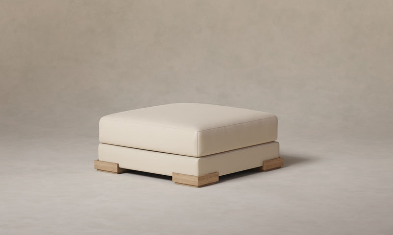 The Blair Ottoman - Costa Leather Sesame