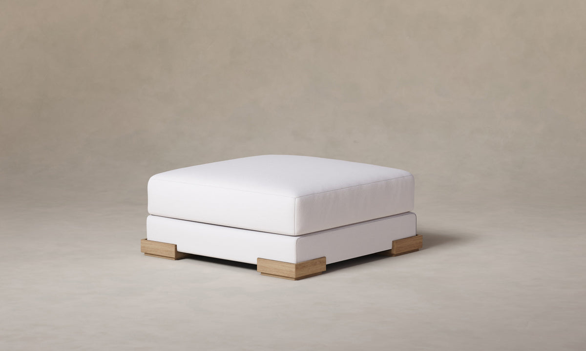 The Blair Ottoman - Heritage Belgian Linen Egret