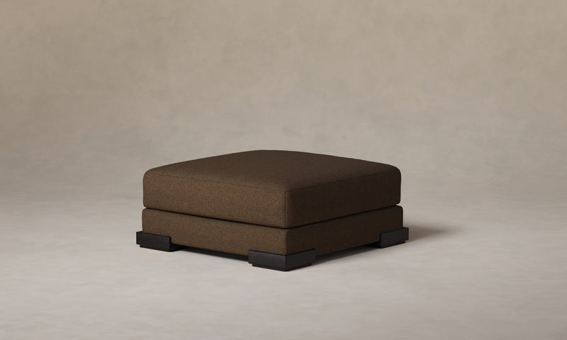 The Blair Ottoman in Italian Brushed Wool Cocoa with Blackened