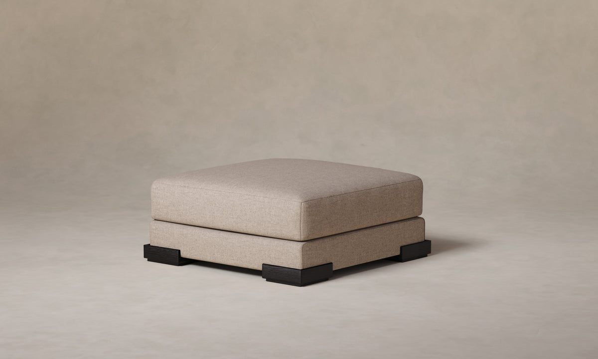 The Blair Ottoman in Italian Brushed Wool Fox with Blackened