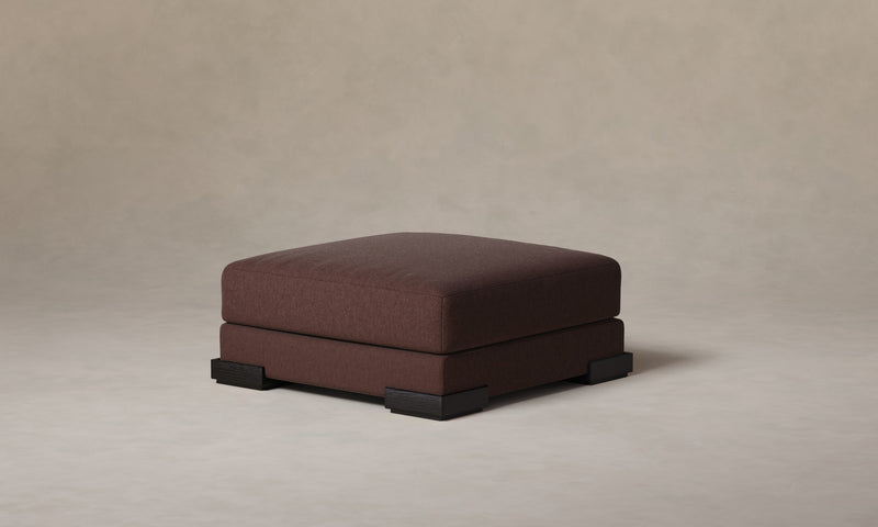 The Blair Ottoman in Marled Alpaca Velvet Molasses with Blackened