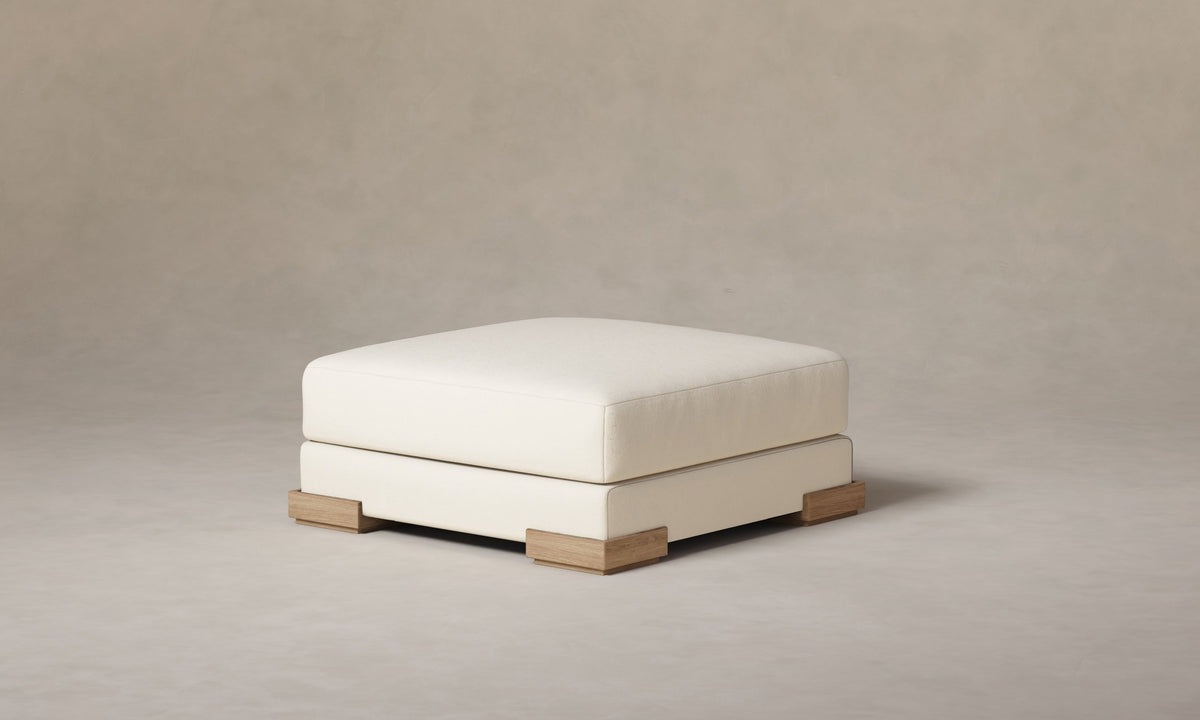 The Blair Ottoman - Marled Alpaca Velvet Porcelain