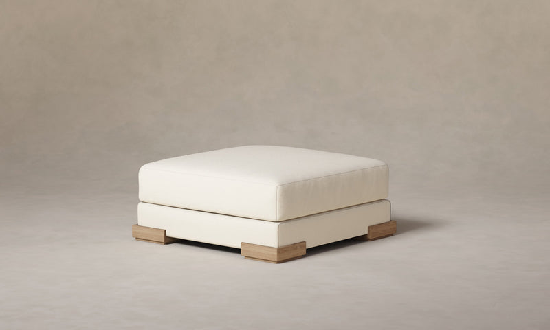 The Blair Ottoman - Marled Alpaca Velvet Porcelain