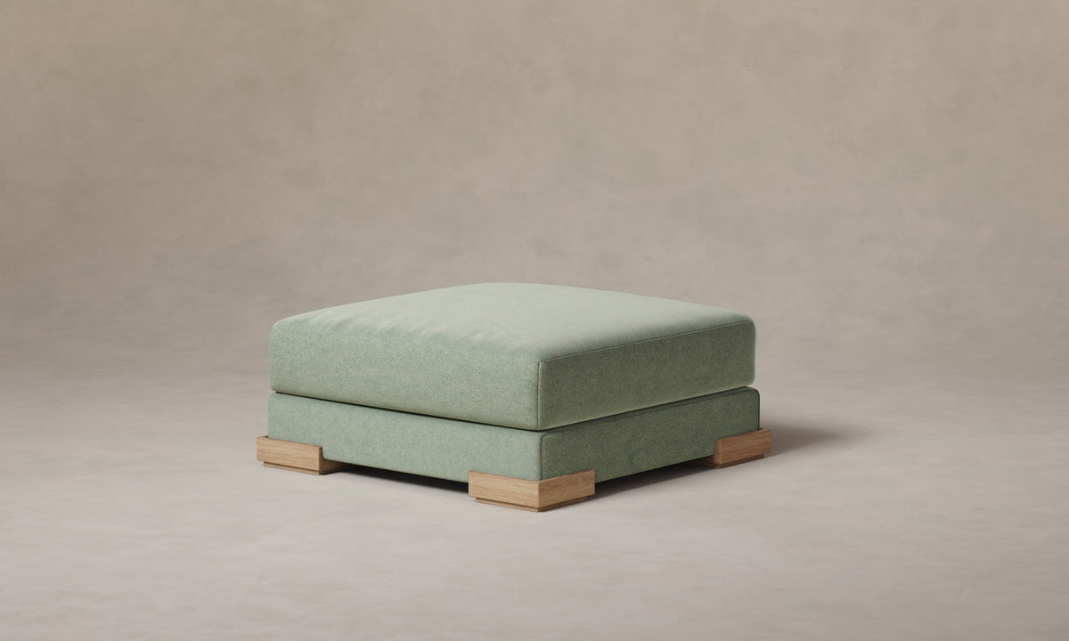 The Blair Ottoman - Performance Velvet Seafoam