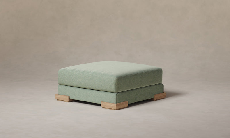 The Blair Ottoman - Performance Velvet Seafoam