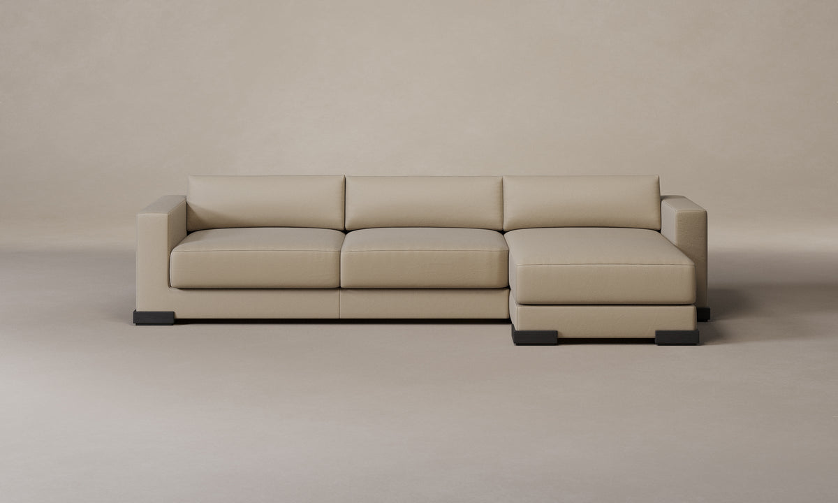 The Blair Sectional - Pebbled Leather Stone