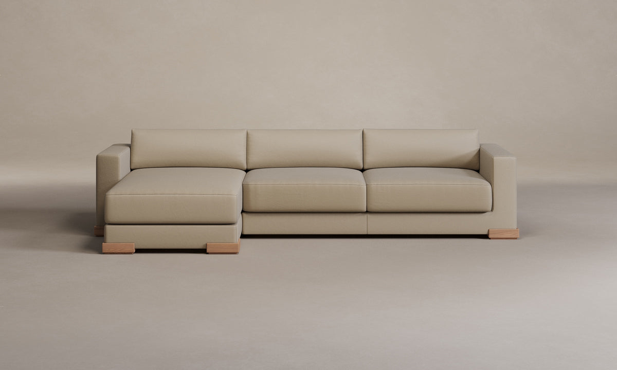 The Blair Sectional - Pebbled Leather Stone