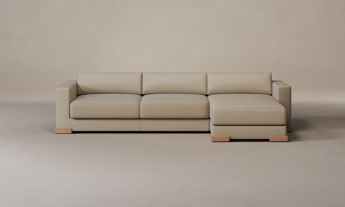 The Blair Sectional - Pebbled Leather Stone