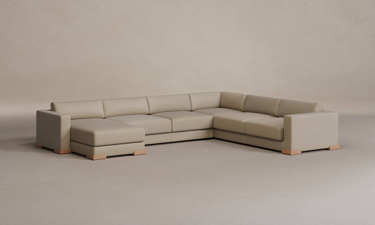 The Blair Sectional - Pebbled Leather Stone