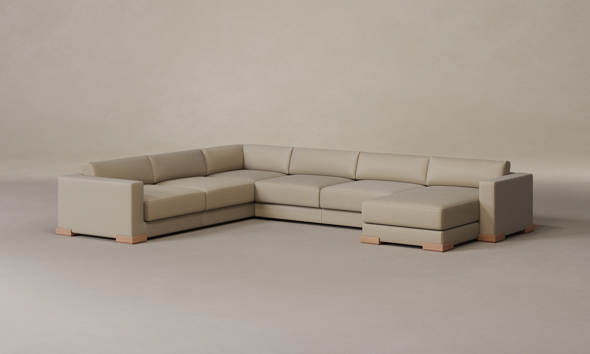The Blair Sectional - Pebbled Leather Stone