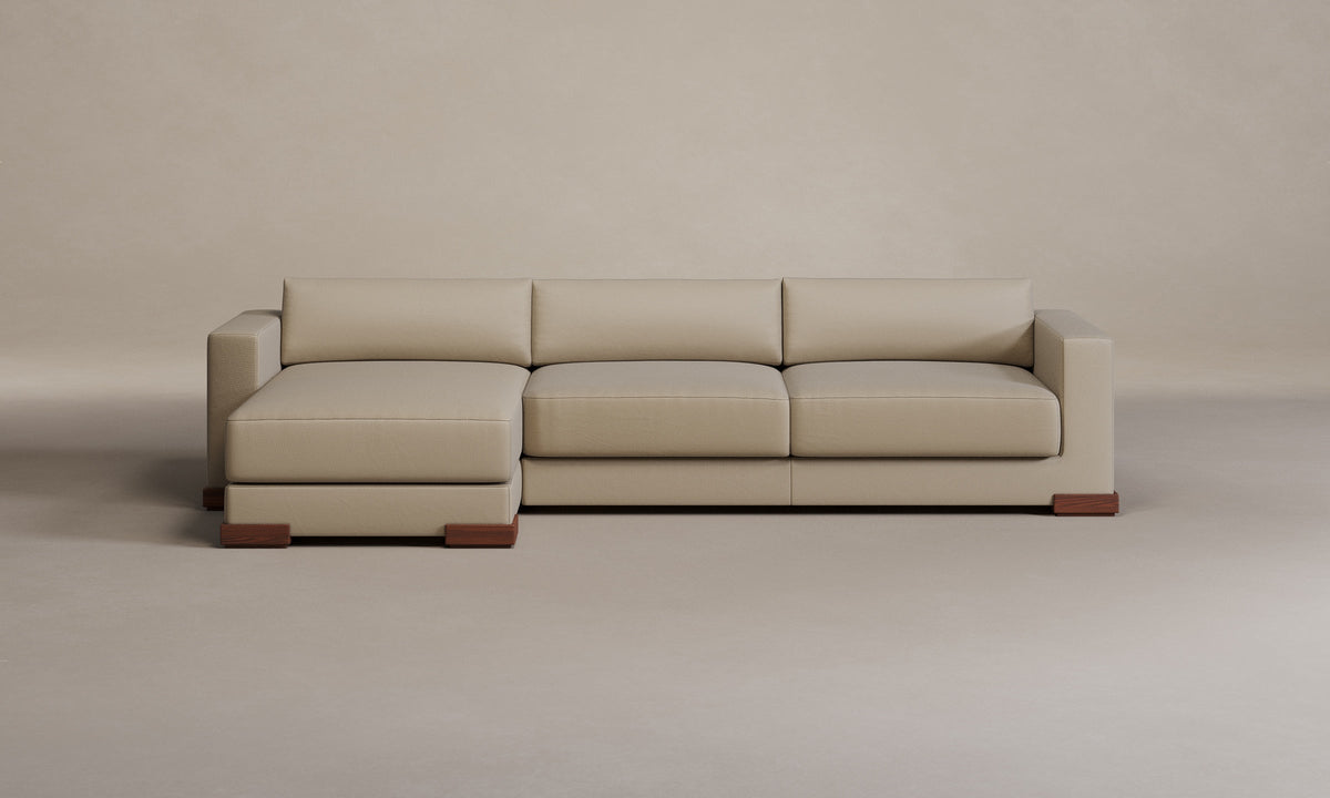 The Blair Sectional - Pebbled Leather Stone