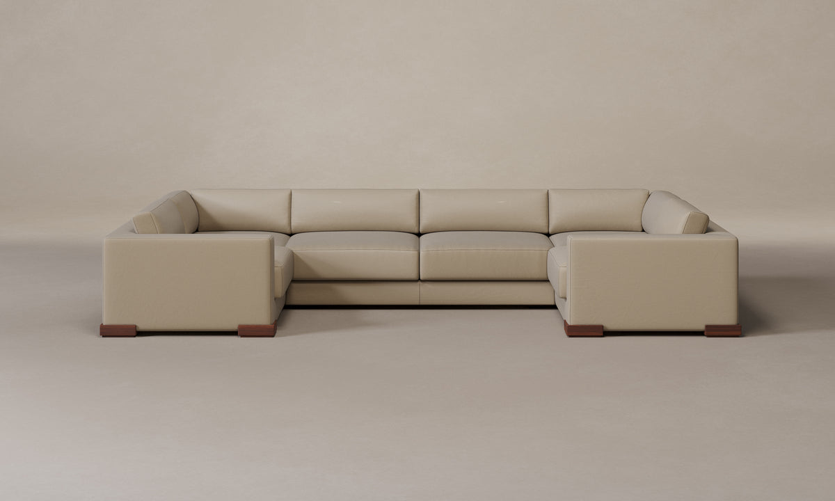 The Blair Sectional - Pebbled Leather Stone