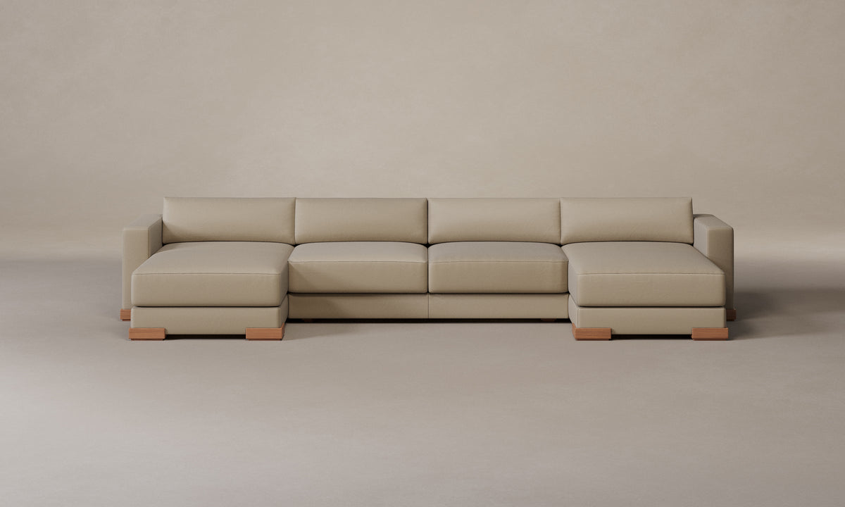 The Blair Sectional - Pebbled Leather Stone