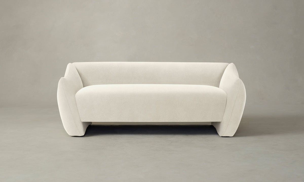 The Bond Settee - Marled Alpaca Velvet Porcelain