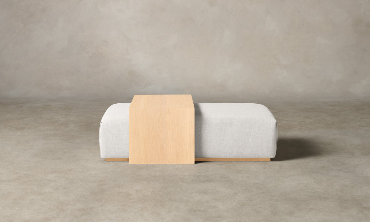 The Bowery Ottoman - Heritage Belgian Linen Egret