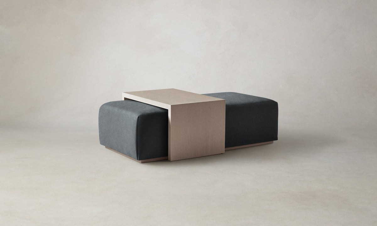 The Bowery Ottoman - Marled Alpaca Velvet Basalt