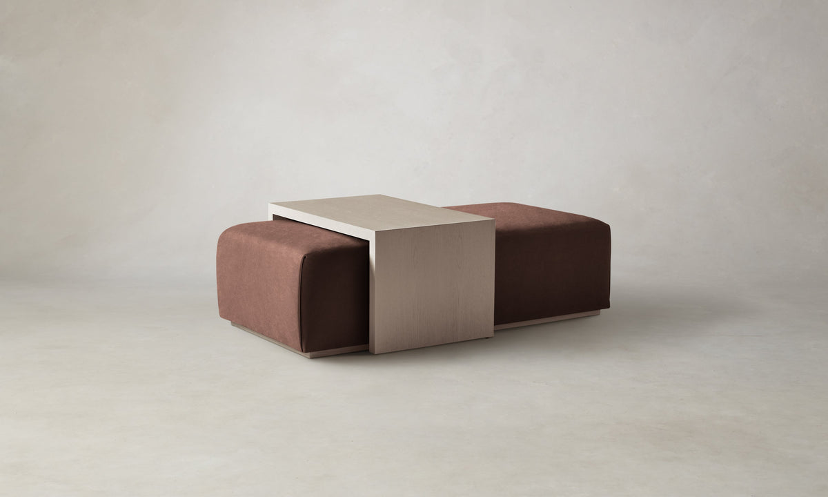 The Bowery Ottoman - Marled Alpaca Velvet Molasses