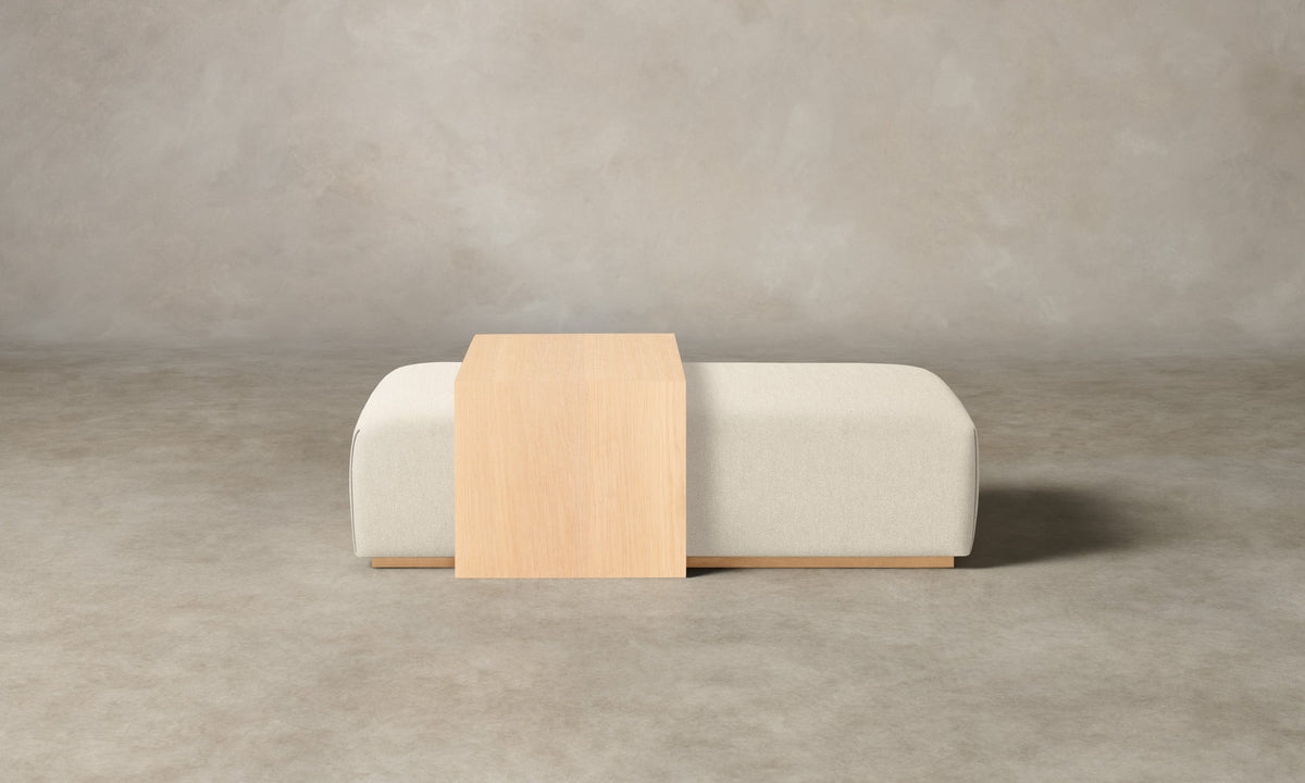 The Bowery Ottoman - Marled Alpaca Velvet Porcelain