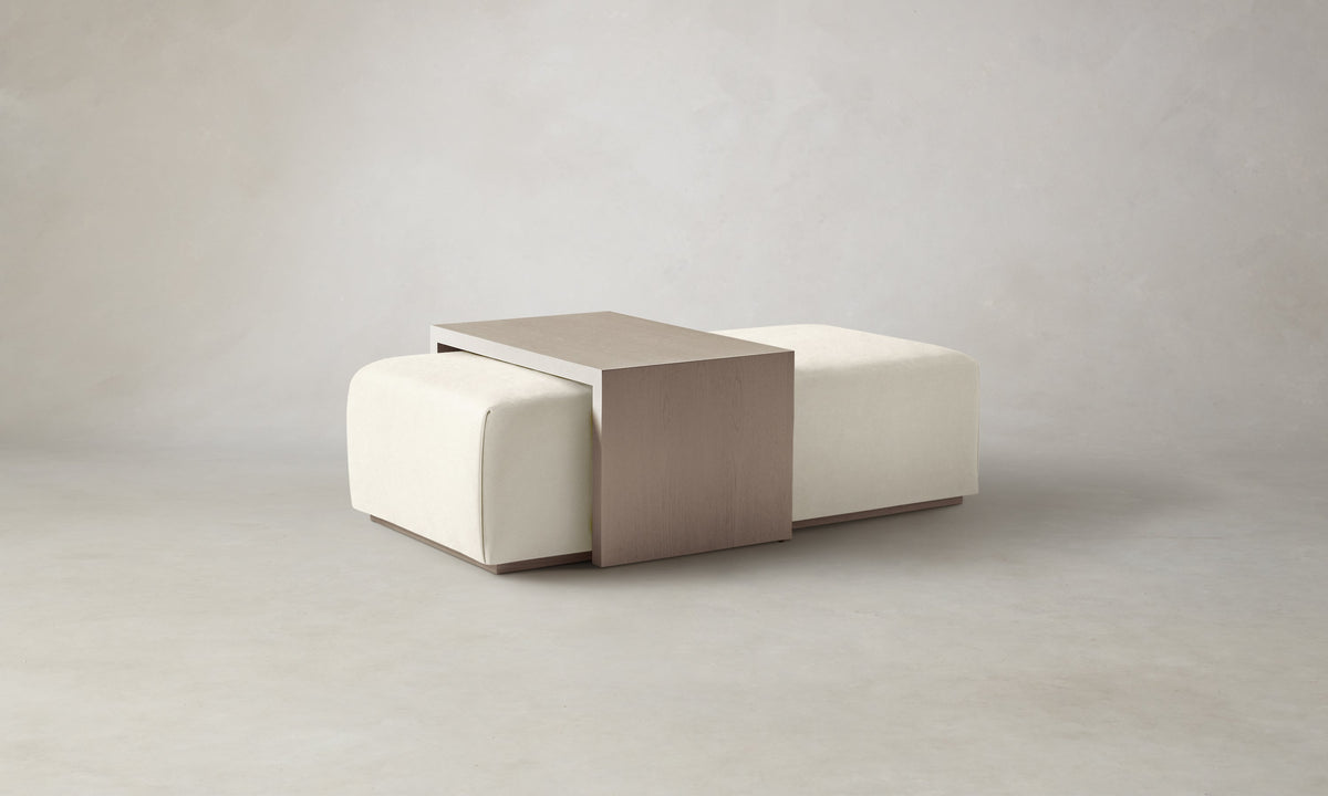 The Bowery Ottoman - Marled Alpaca Velvet Porcelain