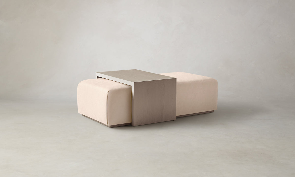 The Bowery Ottoman - Marled Alpaca Velvet Rosette