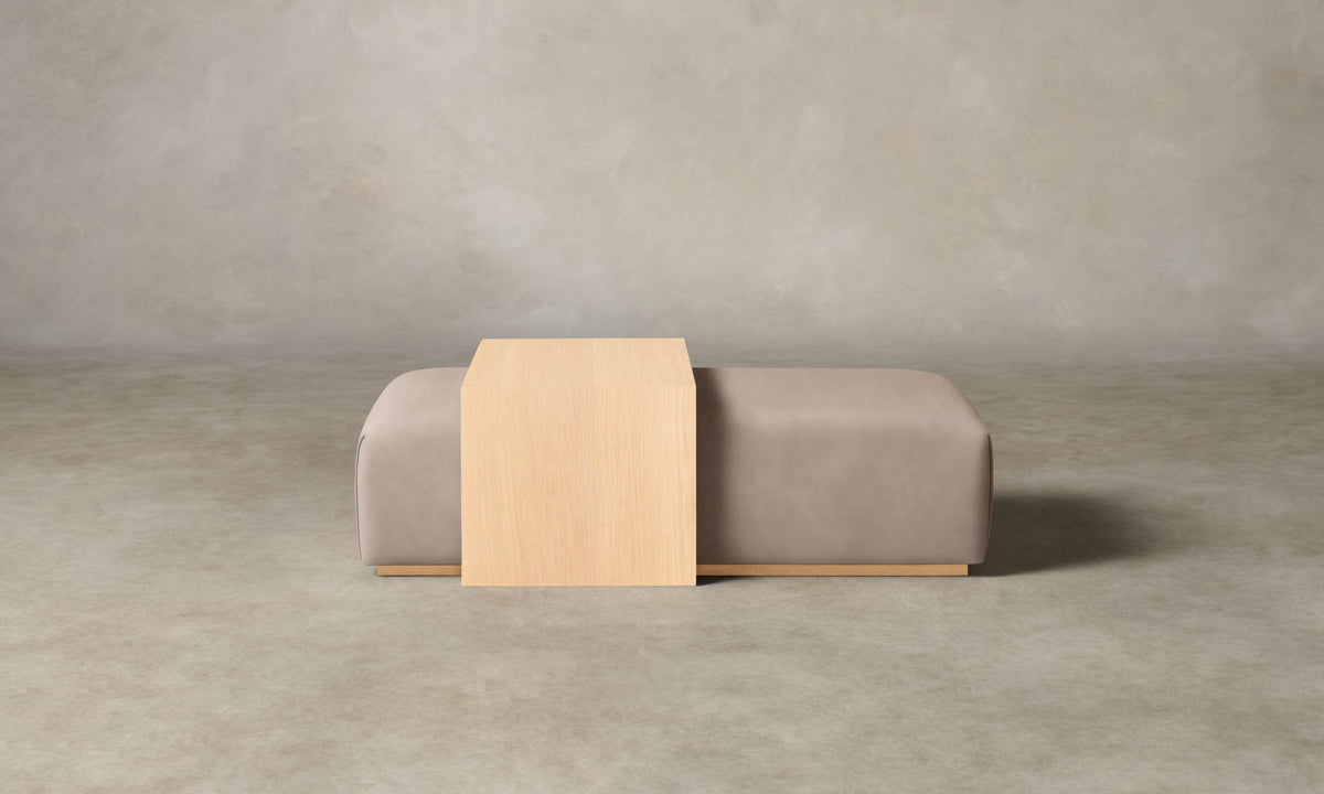 The Bowery Ottoman - Nubuck Leather Fawn