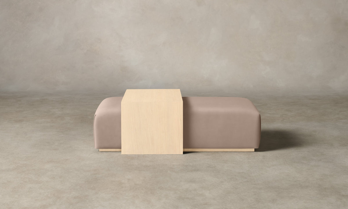The Bowery Ottoman - Pebbled Leather Stone