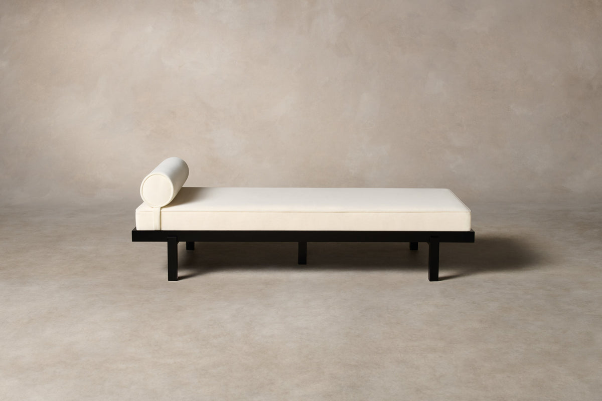 The Bruna Daybed - Marled Alpaca Velvet Porcelain