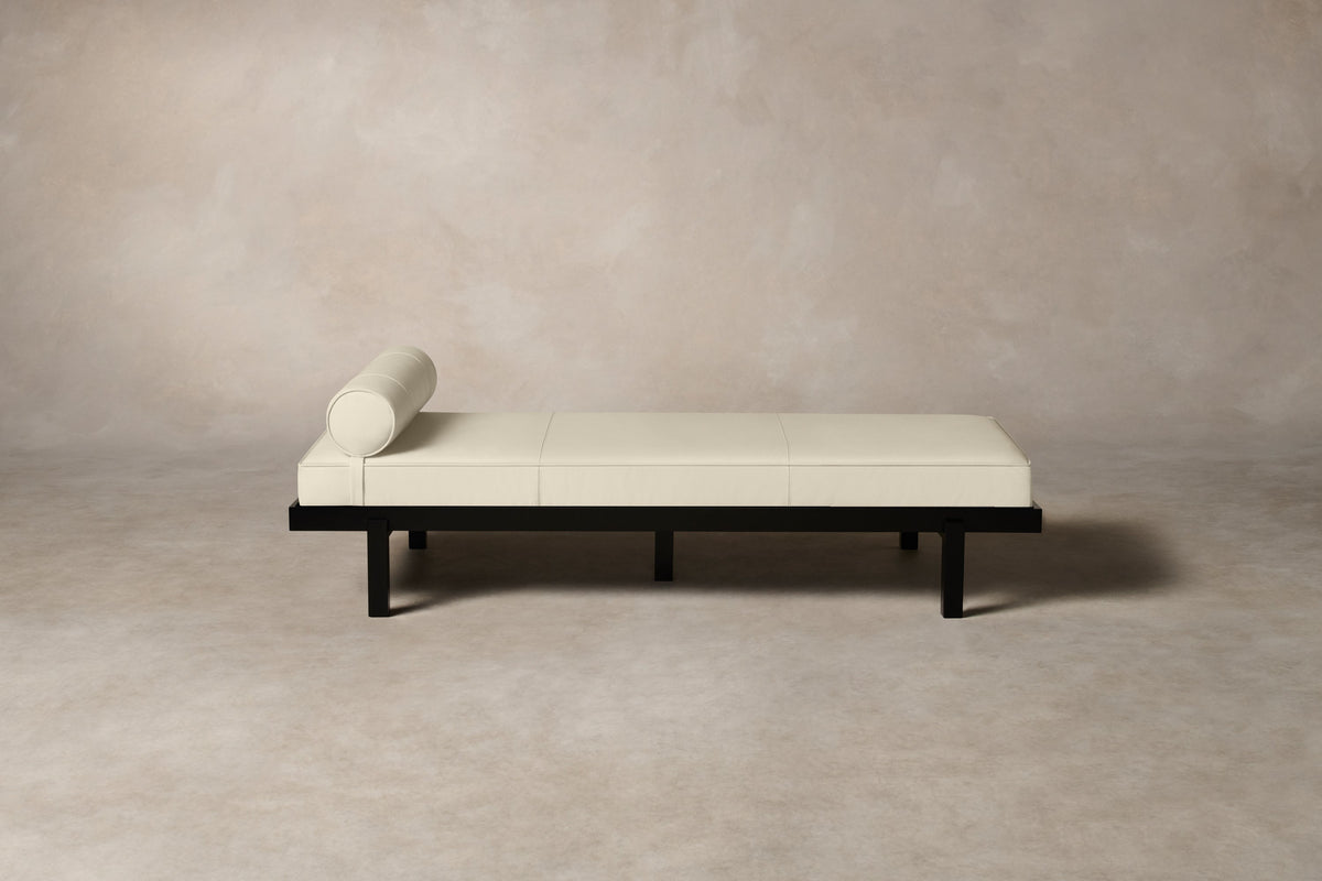 The Bruna Daybed - Pebbled Leather Swan