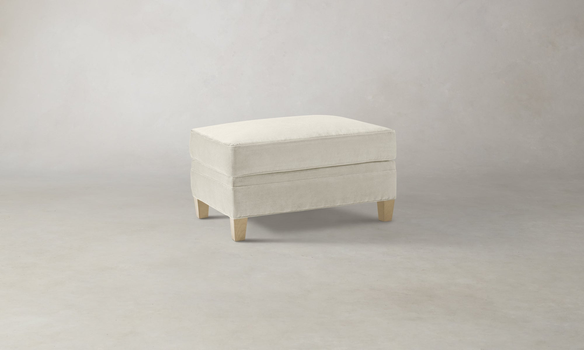 The Carmine Ottoman - Marled Alpaca Velvet Porcelain