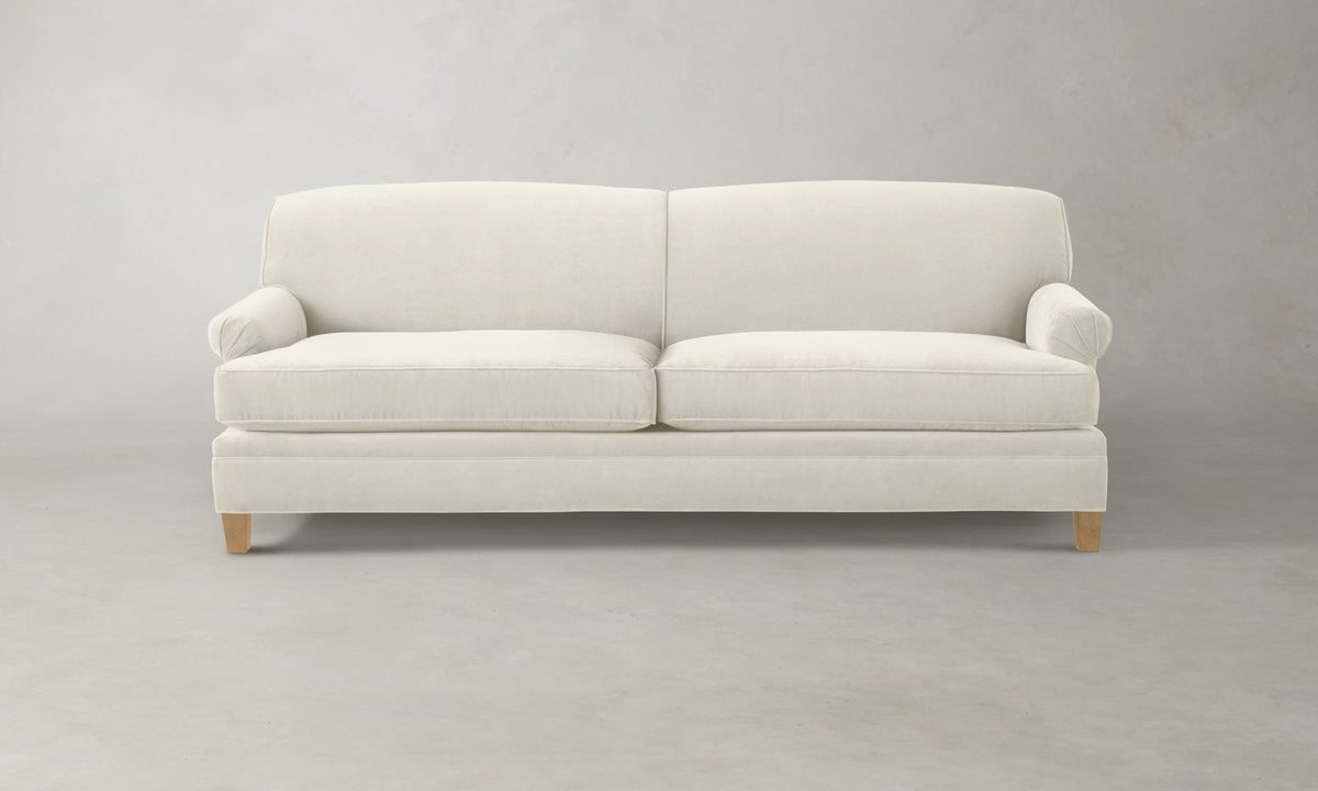 The Carmine Sofa - Marled Alpaca Velvet Porcelain