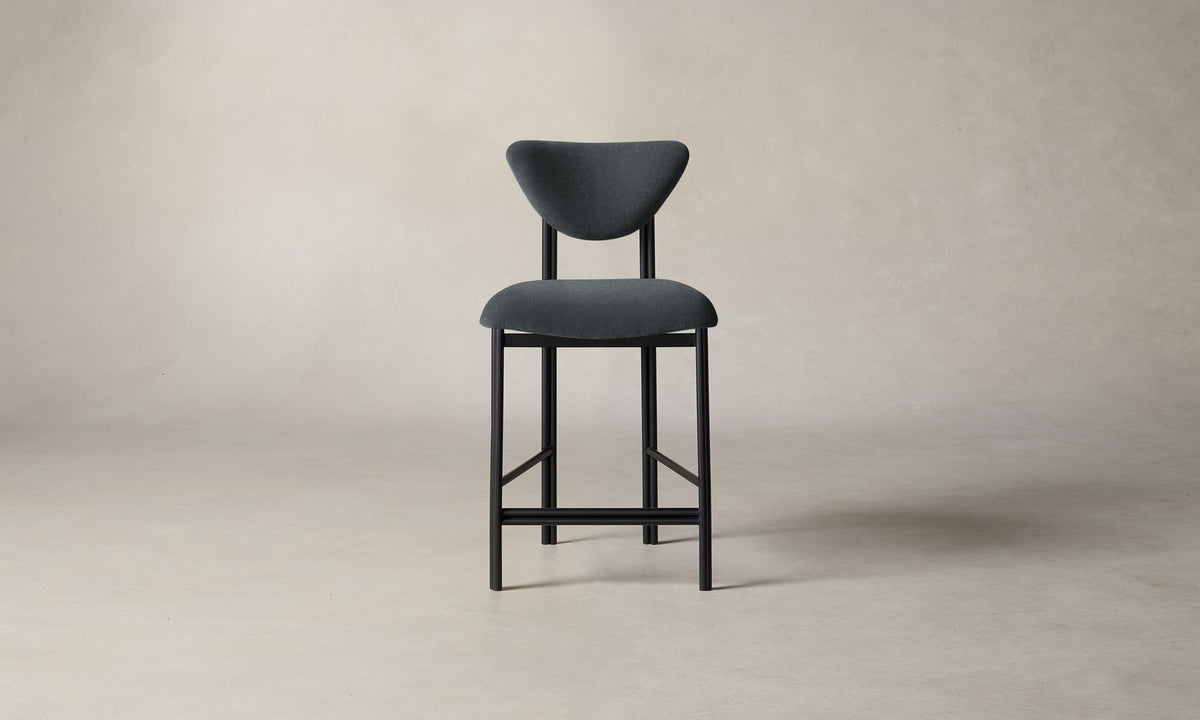 The Cooper Counter Stool - Marled Alpaca Velvet Basalt
