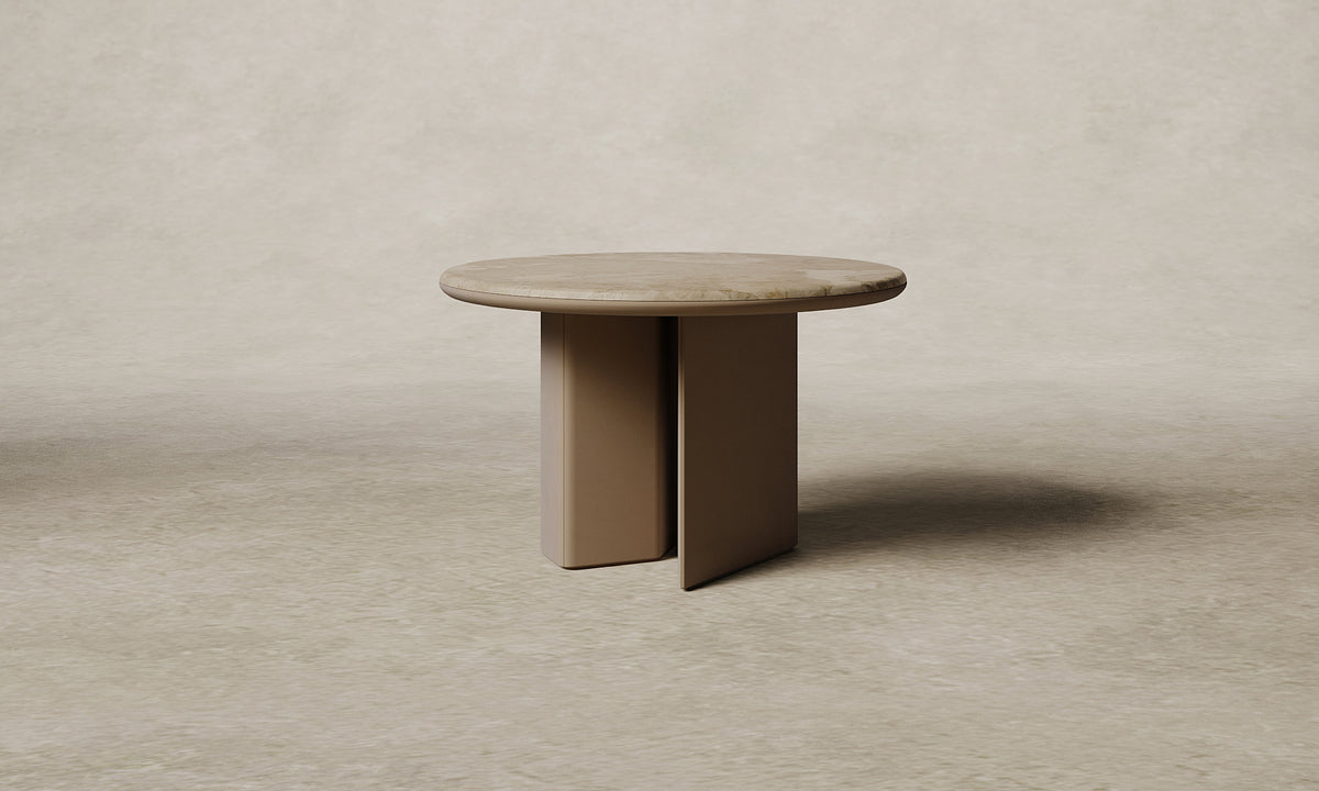 The Cota Round Dining Table - Venetian Leather Fossil