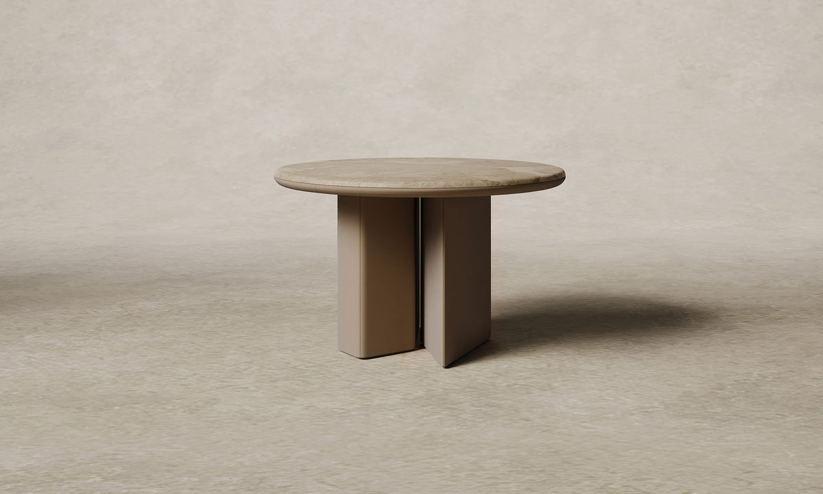 The Cota Round Dining Table - Venetian Leather Fossil