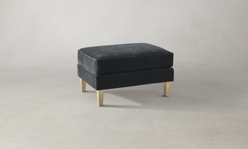 The Crosby Ottoman - Marled Alpaca Velvet Basalt
