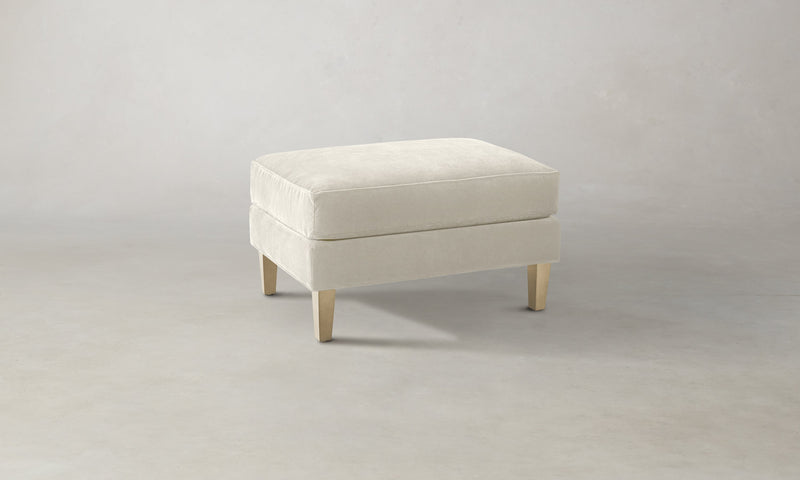 The Crosby Ottoman - Marled Alpaca Velvet Porcelain