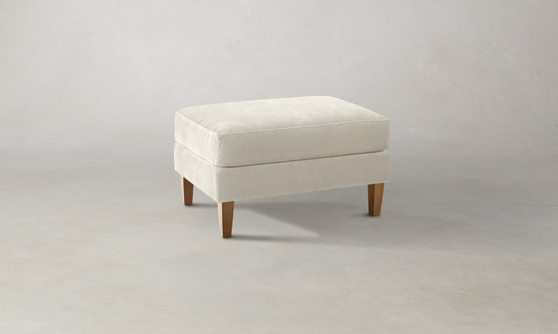The Crosby Ottoman - Marled Alpaca Velvet Porcelain