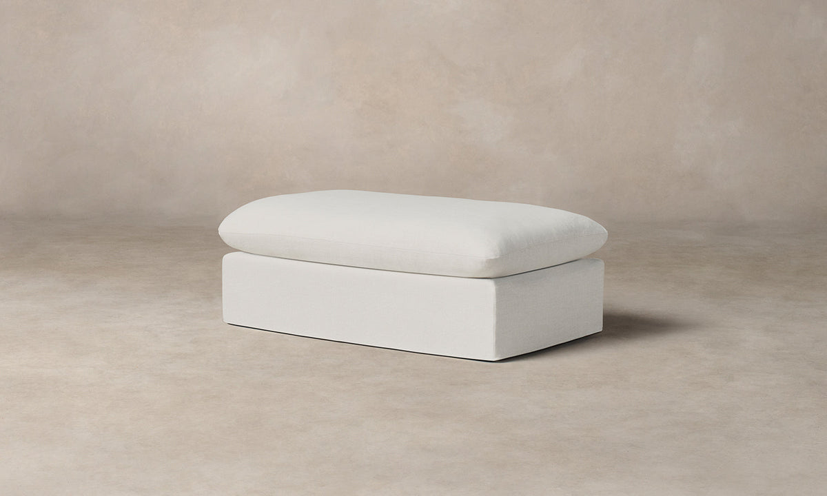The Dune Ottoman - Heritage Belgian Linen Egret