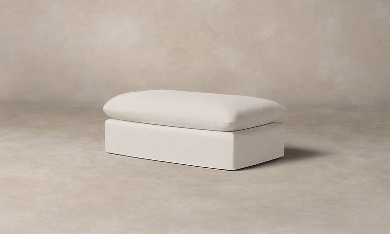 The Dune Ottoman - Performance Linen Weave Pure White