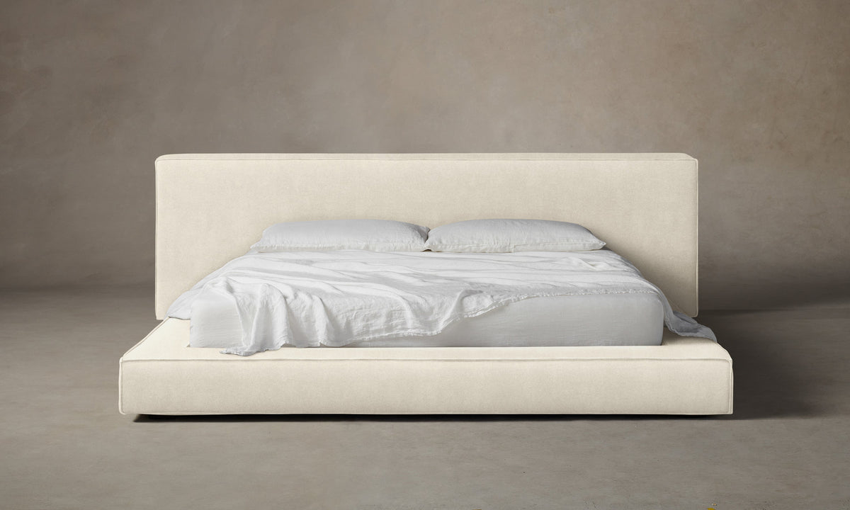 The Eldridge Bed - Marled Alpaca Velvet Porcelain